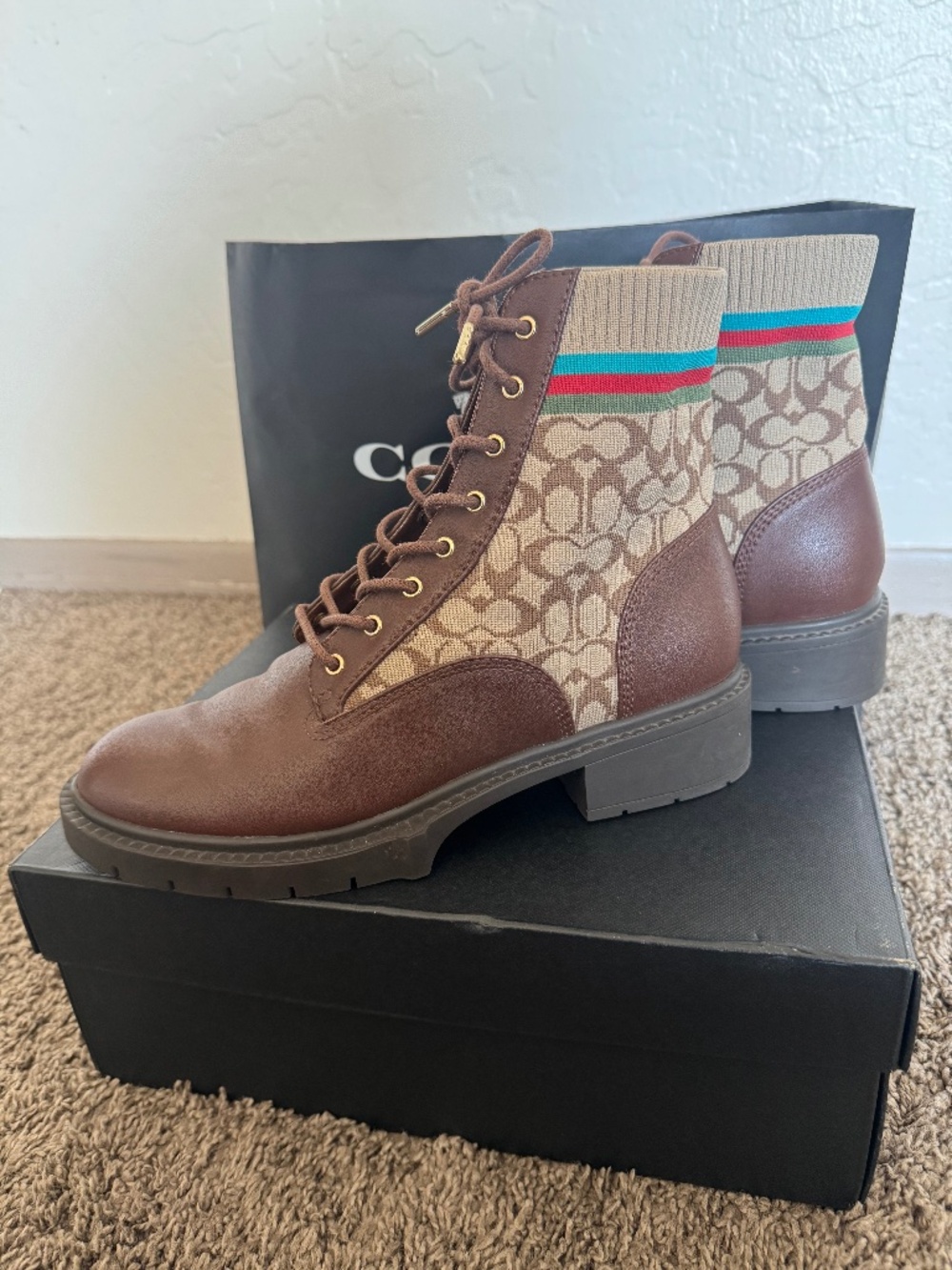 Coach brown leather boots